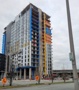 A multi-level apartment building under construction in Downtown Halifax.